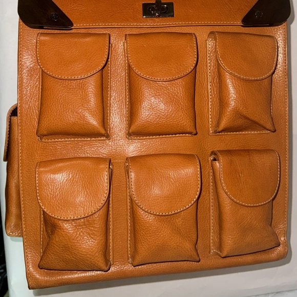 VALAS Los Angeles Brown Real Leather Studded Packets backpack USA - Picture 1 of 16